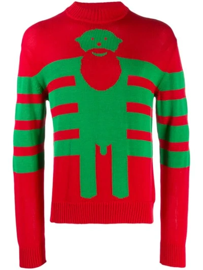 Pre-owned Walter Van Beirendonck 2008  Knitted Intarsia Jumper In Red