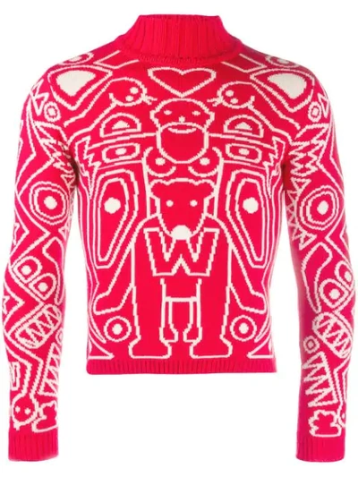 Pre-owned Walter Van Beirendonck 2010/11's Take A W-ride High Neck Jumper In Red