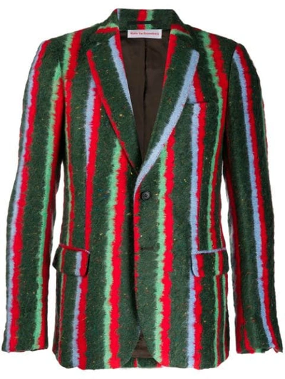 Pre-owned Walter Van Beirendonck 2014-2015 Crossed Crocodiles Growl Striped Blazer In Green