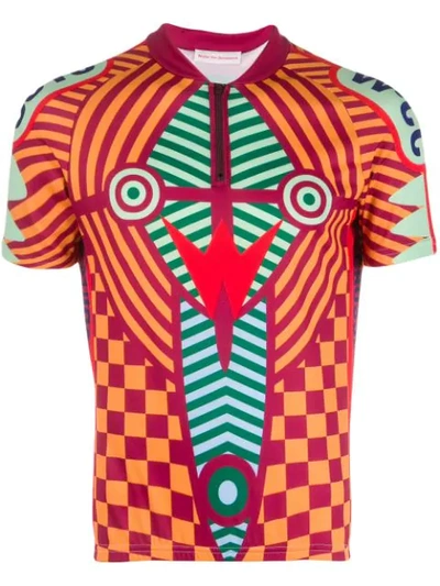 Pre-owned Walter Van Beirendonck 2014/15's Crossed Crocodiles Growl Cycling T-shirt In Red