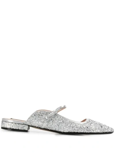 N°21 Glittered Silver Slippers In Grey