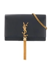 Saint Laurent Kate Tassel Chain Wallet In Blue