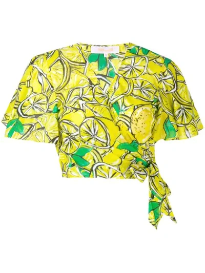 Diane Von Furstenberg Hailey Voile Beach Wrap Top - Yellow