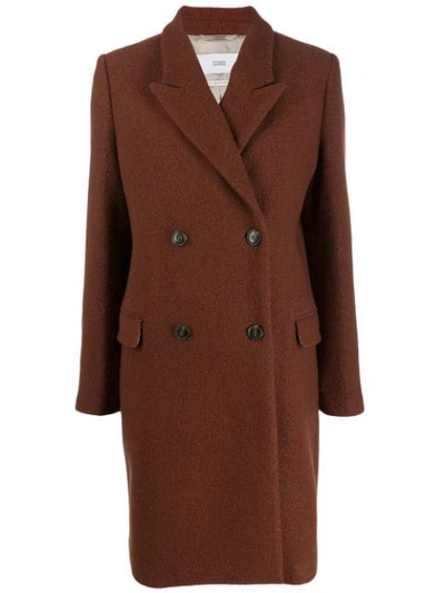 Closed Double-breasted Midi Coat In Brown