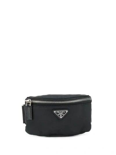 Prada Logo Plaque Belt Bag In Black