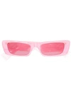 Gucci Rectangle Frame Sunglasses In 003 Pink Pink Red