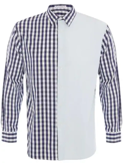 Jw Anderson Patchwork Gingham Cotton-poplin Shirt In Blue