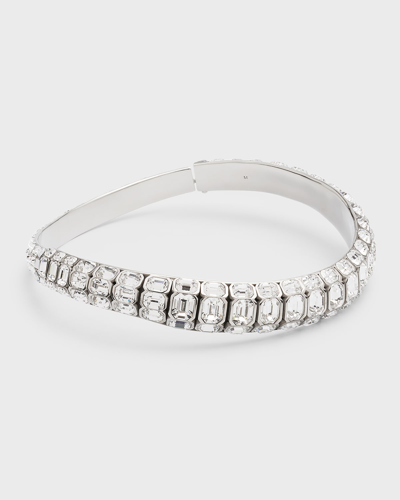 Alexander Mcqueen Silver-tone Crystal Choker In Antique Silver