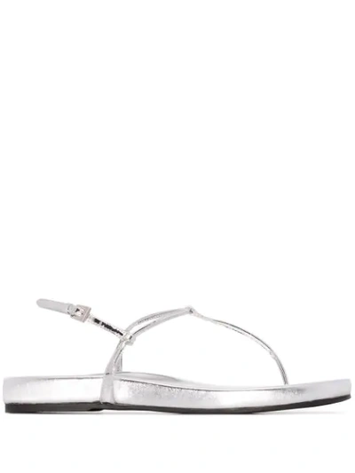 Prada Ankle-strap Leather Sandals In Silver