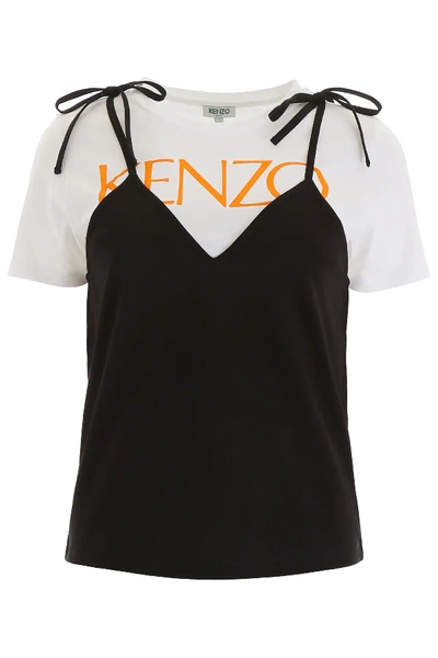 Kenzo Logo T-shirt With Top In White,black,orange