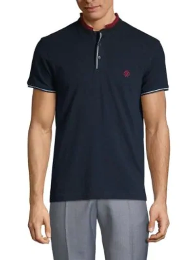 Roberto Cavalli Striped Short-sleeve Polo In Navy