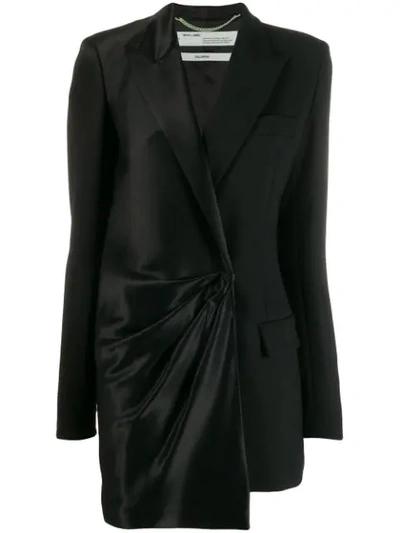 Off-white Formal Half-&-half Satin Wrapped Jacket In Black