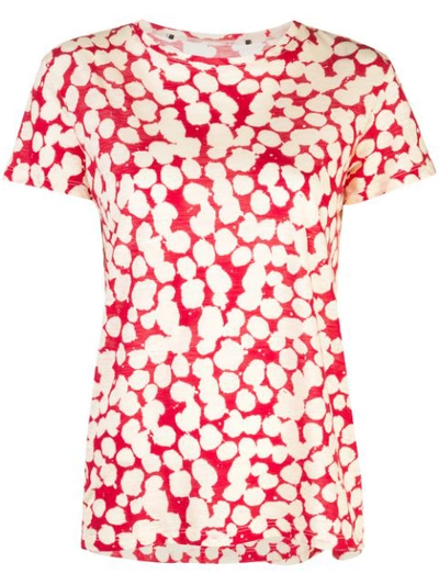 Proenza Schouler Painted Dot Cinched Short Sleeve T-shirt In Red
