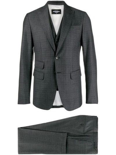 Dsquared2 Checked Formal Suit In Grey