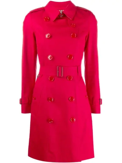 Burberry Gabardine Trench Coat In Red