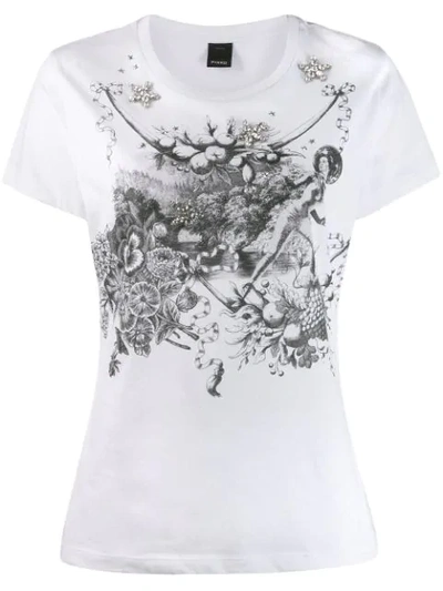 Pinko Crystal Embellished T-shirt In White