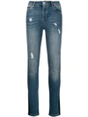 Philipp Plein Slim Distressed Jeans In Blue