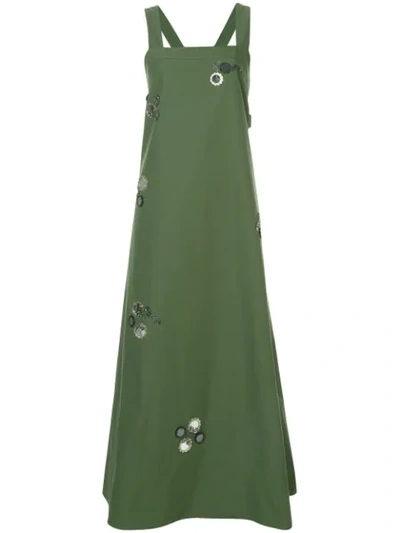 Tory Burch Floral Mirror Appliqu Dress In Green | ModeSens