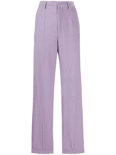 Forte Forte Velvet Tailored Slacks In Purple