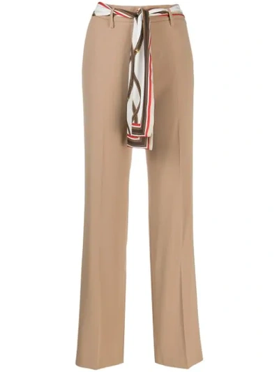 Cambio Scarf Belted Tailored Trousers In Brown