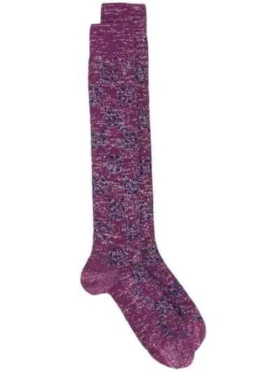 Gucci 'gg Supreme' Socken In 5468 Mauve/blue