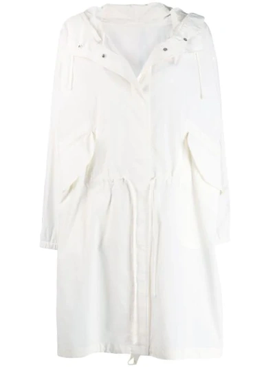 Jil Sander Hooded Raincoat In White
