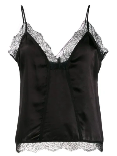 Pinko Lace Trimmed Camisole Top In Z99 Black