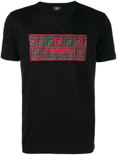 Fendi Ff Logo-print Cotton T-shirt In Black