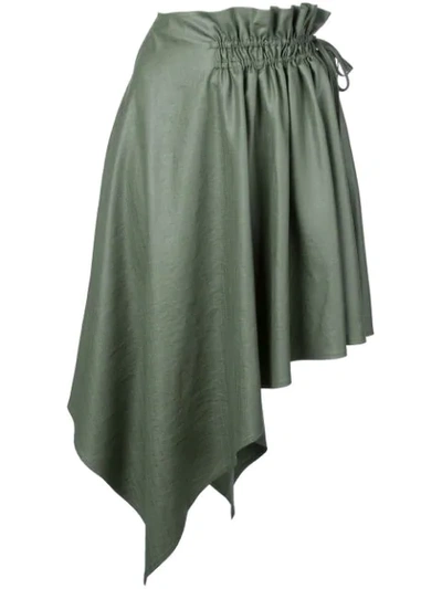 Adeam Draped Asymmetric Midi Skirt In Green