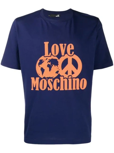 Love Moschino World Peace T-shirt In Blue