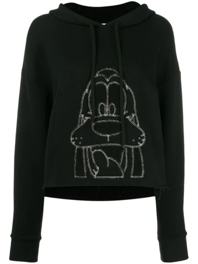 Monse Embroidered Pluto Cropped Hoodie In Black