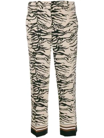 Cambio Zebra Print Cropped Trousers In 999 Nude