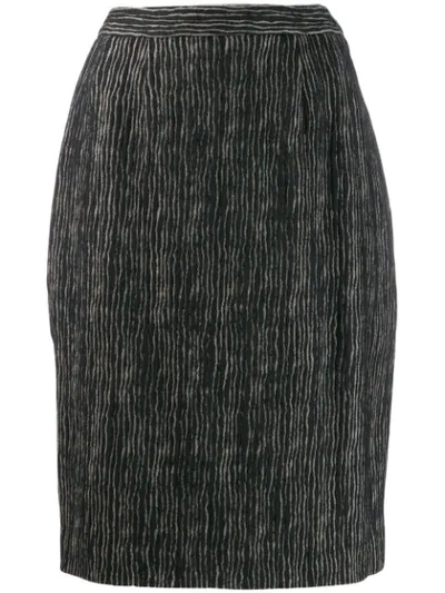 Pre-owned Balmain 1980's Striped Skirt In Black