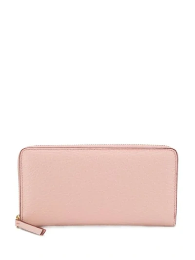 Maison Margiela Four-stitch Logo Zip-around Wallet In Pink