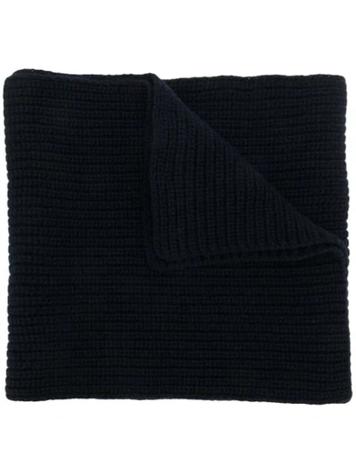 Stone Island Ribbed Knit Scarf In Blue