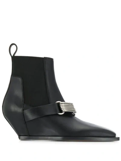 Rick Owens Buckle Boots In Black
