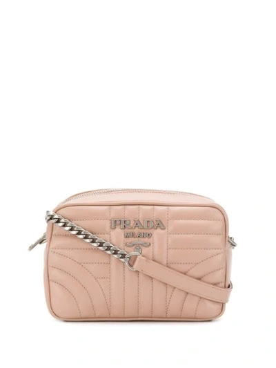 Prada Diagramme Quilted Crossbody Bag In Pink