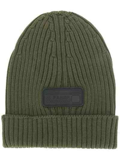 Prada Ribbed Beanie In Green