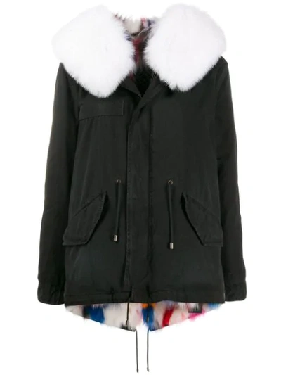 Mr & Mrs Italy Fox Fur Hooded Jacket In Black