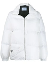 Prada Puffer Jacket In F0964 Bianco + Nero