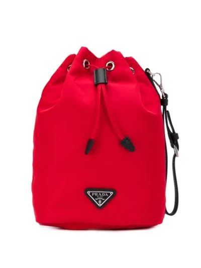 Prada Bucket Clutch Bag In Red