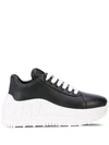 Miu Miu Logo Platform Trainers In Black