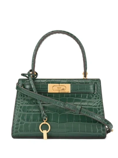 Tory Burch Lee Radziwill Embossed Small Satchel In Green Calfskin In 348 Norwood
