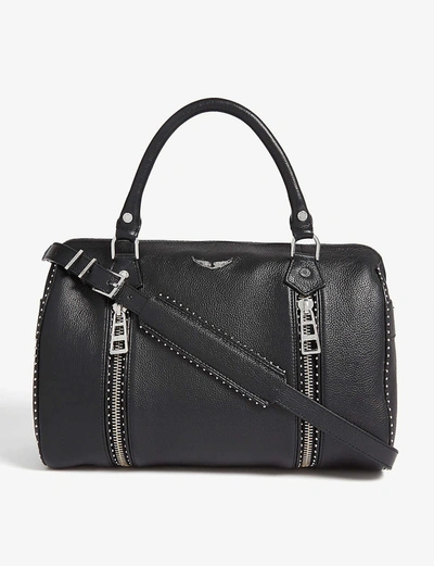 Zadig & Voltaire Sunny Studded Leather Bowling Bag In Noir