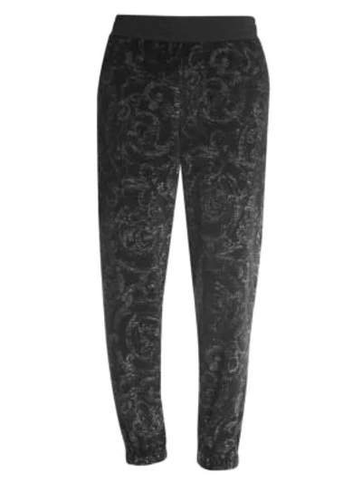 Versace Men's Brocade Track Pants In Black