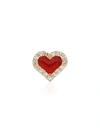 Alison Lou 14k Yellow Gold Diamond Heart Earring In Red