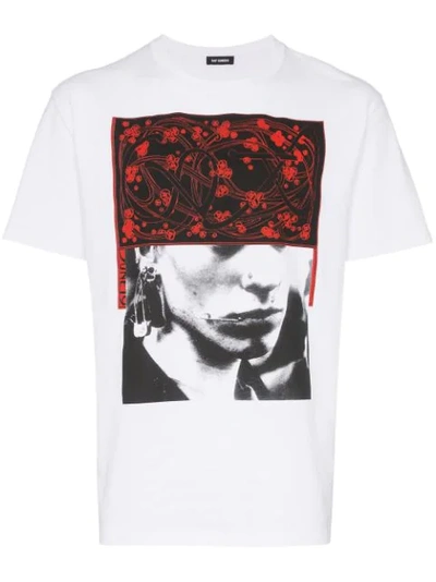 Raf Simons Face And Pattern Print Cotton T-shirt In White