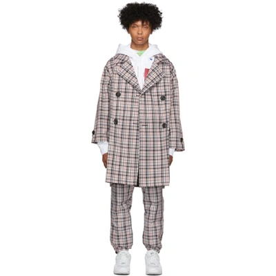 Opening Ceremony Pink Plaid Oversized Trench Coat In 6503 Pinkpl