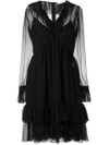 Givenchy Long Sleeve Ruffle Dress In Black