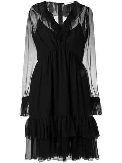 Givenchy Long Sleeve Ruffle Dress In Black